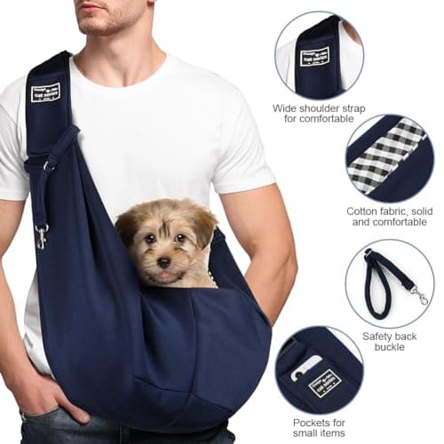 Adiwo Dog Carrier Bag Dog Sling, Reversible Hands-free Puppy Carrier for Small & Medium Dog Cat, Soft Breathable Dog Carrier Slings, Adjustable Shoulder Strap Pet Bag For Outdoor Walking Travel — view 3