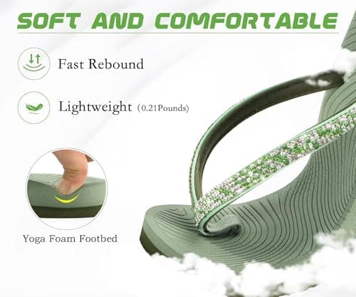 KuaiLu Women's Rhinestone Flip Flops Arch Support Yoga Mat Cushion Sandals — view 5