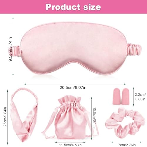 Silk Eye Mask for Sleeping, 4Pcs Silk Sleep Mask Set (Pink) — view 3