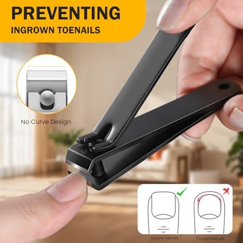 BEZOX Heavy Duty Straight Blade Nail Clippers for Thick Toenails, Professional Stainless Steel Fingernail Toenail Clippers Trimmers - Thick Wide Jaw Toe Nail Clippings — view 2