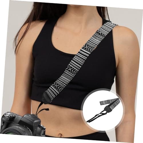 STOBOK Wide Black Canvas Camera Strap with Easy to Carry and Connect Features for Travel and Outdoor Photography — view 3