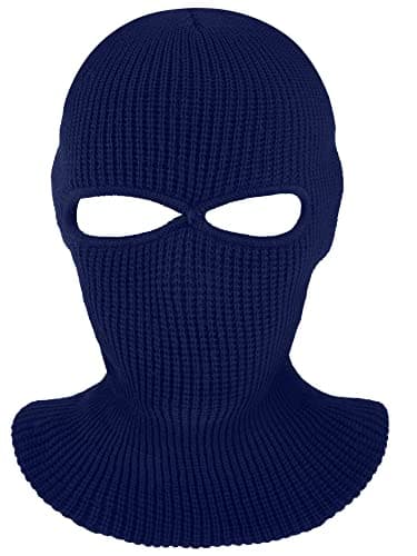 Geyoga 2 Hole Knitted Ski Mask Full Face Cover Warm Balaclava Knitted Winter Face Mask for Outdoor Sports(Navy Blue,Adult Size) — view 6