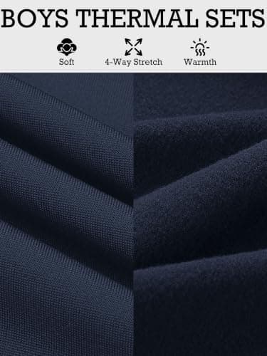 Ruisita Kids Boys Thermal Underwear Set Base Layers Top & Bottom Navy — view 3
