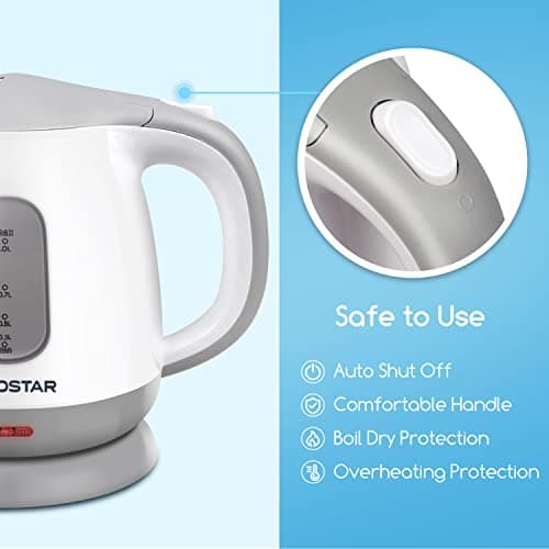 Aigostar Small Electric Kettle 1.0L, 1100W Low Wattage, Portable for Travel — view 6