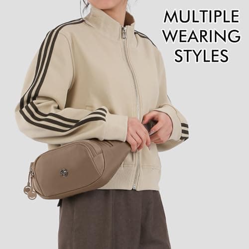 Waterproof Bum Bag for Women with Adjustable Belt, 3-Zipper Pockets, Lightweight Large Capacity Waist Bag, Bumbags for Ladies for Travel Running Daily Use (Khaki) — view 6
