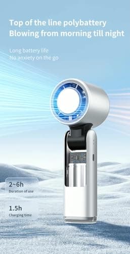 Handheld fan, 4000 mAh, powerful turbo fan, Operated Electric Mini Personal Desk & Neck Fan, Travel Essentials, Holiday Gifts, Pink, Grey. — view 3