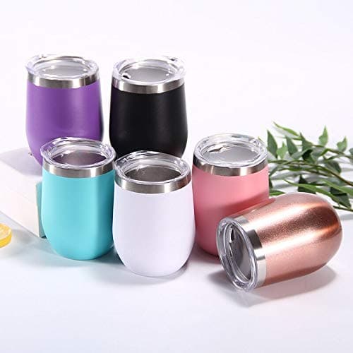 Gtell 12 oz Stainless Steel Wine Tumbler Stemless Glasses with Lid, Double Wall Insulated Travel Mug Perfect for Wine, Coffee, Drinks, Champagne, Cocktails(Purple) — view 5