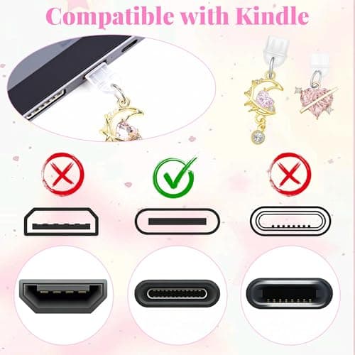 LUKDNEEY 6 Pcs Inserts for E-Reader Clear Case, 2 Pcs Dust Plug Charms and 1 Keychain Charm — view 6
