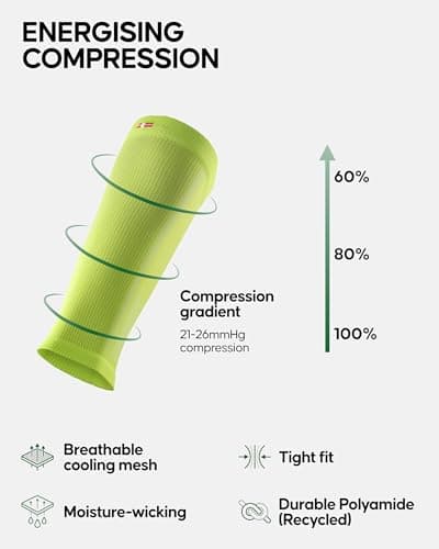 DANISH ENDURANCE Calf Compression Sleeve, 21-26 mmHG, Calf Support, for Men & Women, Unisex, 1 or 3 Pack, Neon Yellow, L — view 2