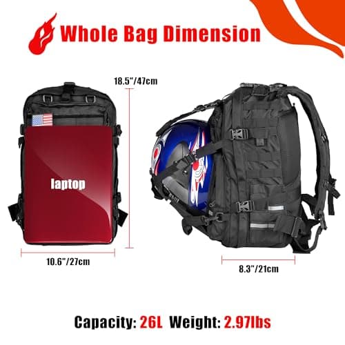 Goldfire Motorcycle Helmet Backpack for Men Expandable 30L Large Capacity Waterproof Motorcycle Backpack Hiking Outdoors Bag Riding Backpack with USB Charging Port — view 2