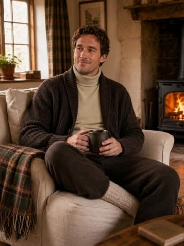 Hisir Men's Thermal Turtleneck Top Long Sleeve Base Layer Khaki M — view 2