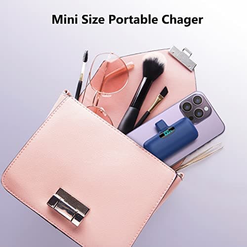 5000mAh Mini Power Bank for iPhone, Upgraded 15W PD Fast Charging Portable Charger, LCD Display 3.0A Small Battery Pack Compatible with iPhone 14/14 Pro Max/13/13 Pro Max/12/11/XR/X/8/7/6 etc-Blue — view 6