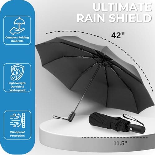 Liberty Imports 3 Pack Umbrella Windproof Travel Umbrella - Wind Resistant, Compact, Light, Automatic, Strong Steel Shaft, Small and Portable - Backpack, Car, Purse - Men and Women (Set 4) — view 3