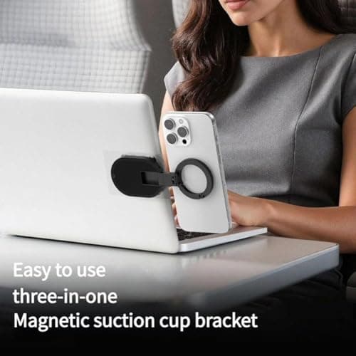 3-in-1 Magnetic Suction Cup Phone Mount,360° Rotatable Phone Holder Stand with 18 Strong SuctionCups,Portable Foldable Car Dashboard Mount,Strong Magnetic and Suction Grip for Car,Home,Gym,Travel — view 3