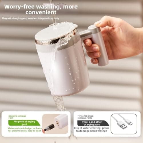 Auto Stir Cup 400ml for Protein Shakes and Coffee(Elegant White) — view 4
