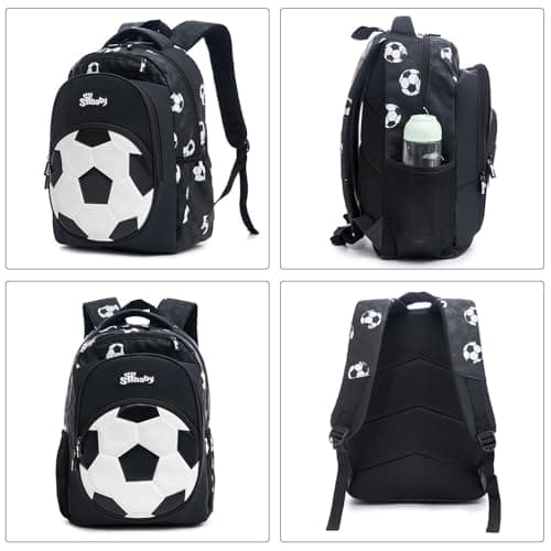 Kids Football School Bag for Boys, Laptop Backpack, Teenage Black Gold Causal Travel Children's Backpack, Lightweight Rucksack Water Resistant Oxford-Fabric Work Daypack, Fashion Backpack (Golden) — view 5