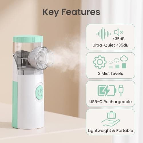 Silent Nebuliser for Adults & Kids with 2 Masks, Portable Home Travel — view 2