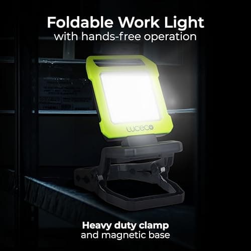 Luceco LED Inspection Work Light with Folding Clamp and USB Power Bank, Rechargeable, 2 Light Modes, Stand and Carry Handle, Rotating, IK07, 10W, 1000lm, 6500K, LILC10G65 — view 3