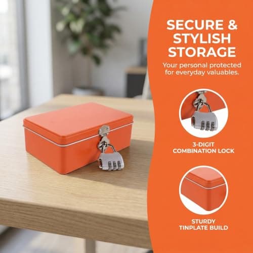 AKOOSY Mini Metal Lockable Storage Box with Combination Lock for Travel — view 3