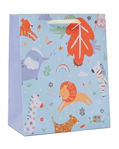 UK Greetings | Medium Gift Bag for Baby Boy/New Parents | Animals Design