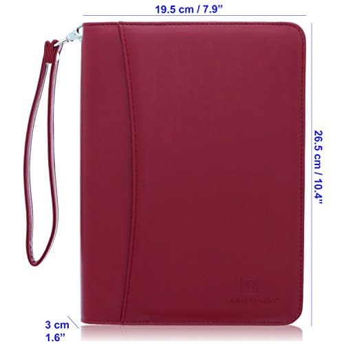 Lautus Designs Zippered Business Padfolio – Premium PU Leather Portfolio Organizer, Small Notepad & 8-Inch Tablet Sleeve – Binder for Work, Meetings & Travel – Burgundy — view 2