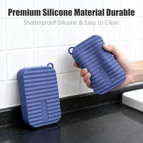 AIDIMMING Extra Large Leak Proof Silicone Travel Soap Case – for Extended Trips, Camping, Outdoor Adventures, or Truck Drivers, Perfectly fits 10-Ounce Duke Cannon Soap Bar (Deep Blue) — view 5