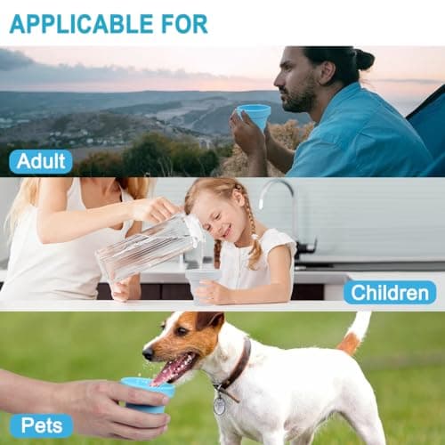 YUFETY 2 Pack Silicone Collapsible Cups BPA Free Portable Folding Cups with Sealing Lid Reusable Foldable Travel Mugs for Camping, Hiking, Picnic - White and Light Blue — view 5