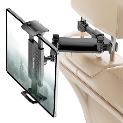 TRYONE Car Headrest Tablet Holder Mount Stretchable Backseat Tablets Stand for Kids, Car Seat Mounts Compatible with iPad Pro 12.9 Air Mini, iPhone, Galaxy Tab, Switch, All 4.7-12.9" Screen Devices