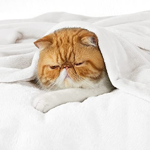 Bedsure Fleece Throw Blanket for Sofa - Flannel Fleece, White, 130x150 cm — view 3