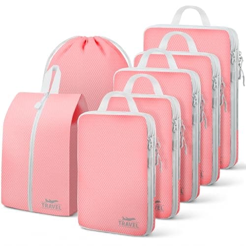 Compression Packing Cubes for Travel, Travel Essentials Luggage Organizer bags for Suitcase, Durable Compression Travel Packing Cubes for Carry on Backpack