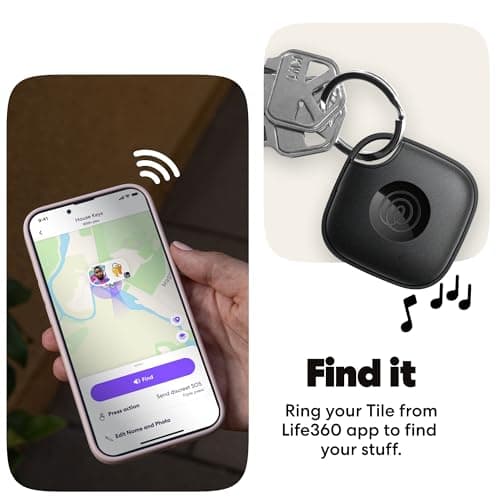 Life360 Tile - Bluetooth Tracker, Keys Finder and Item Locator for Keys, Bags and More. Phone Finder. Both iOS and Android Compatible. 1-Pack (Black) — view 4