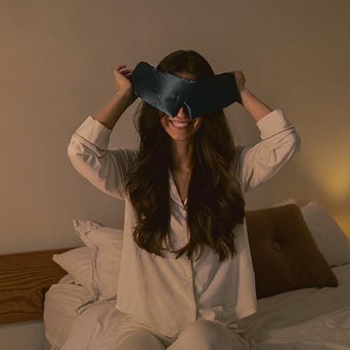 Sweet Bee Weighted Mulberry Blackout Silk Sleep Mask - Midnight Slate — view 3