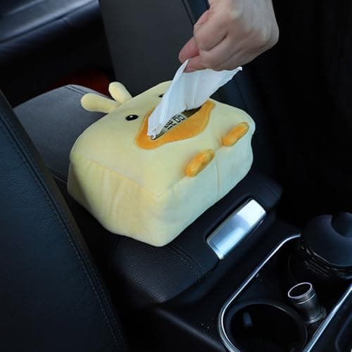 Xialuwy Car Tissue Box - Cute Duck Plush Tissue Organizer, Cute Paper Dispenser Paper Holder For Car Sun Visor Or Vehicle Backseat, Yellow — view 5