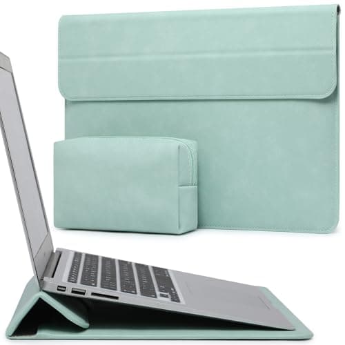 HYZUO 13 Inch Laptop Case Sleeve with Stand for MacBook Air, Mint Green