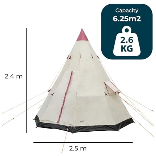 JSH 2-3 Man Festival Camping Tent | Quick & Easy Set Up with Carry Bag | Perfect for Festivals, Picnics, Families, Glamping (Teepee Tent) — view 3