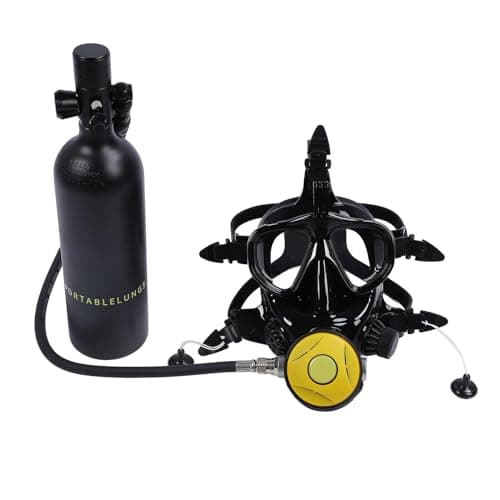 ASHATA Portable Lung Tank with Camera Mount Diving Goggle, 1L Scuba Cylinder for Easy Recording Underwater Adventures (Black)
