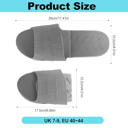 AffeGifts Foldable Shower Slippers, Portable Travel Slippers Foldable Sandals Quick Dry Non Slip House Bathroom Shower Slipper (Grey, UK Footwear Size System, Adult, Men, Numeric Range, Medium, 7, 9) — view 6