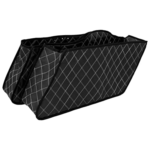 HCmotorku Motorcycle Drop-in Saddlebag Carpet Liners Fits for Harley Touring Models Road King Road Glide Road King Electra Street Ultra Glide Classic 1993-2013 White Thread