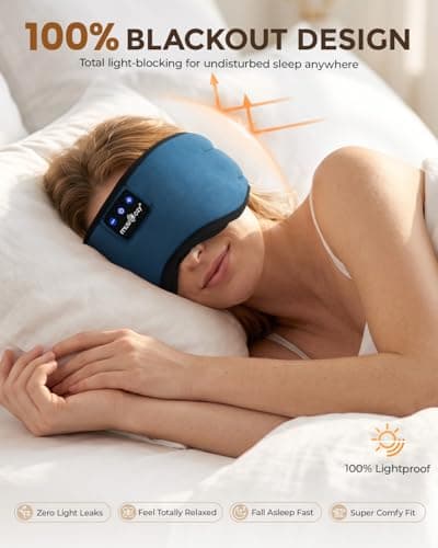 MUSICOZY Cotton Sleep Mask Headphones Side Sleeper Comfort — view 2