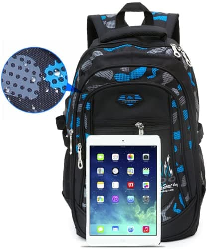 SOMBLG Boys Backpack Student Kids Bookbags Durable School Bags Big Heavy Duty Travel Waterproof (4-Black) — view 2