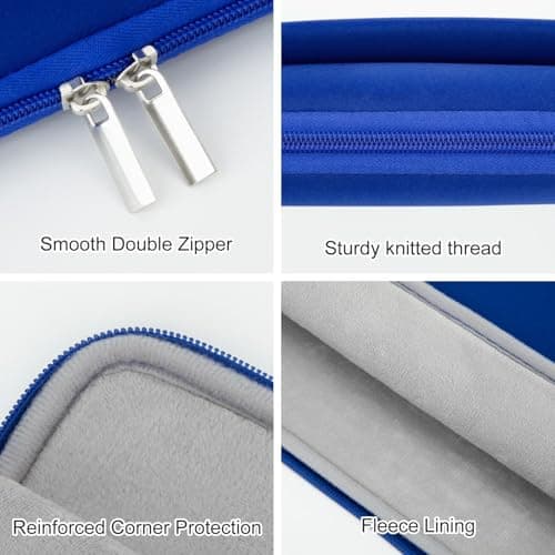 HEDUGO Laptop Sleeve Case with Zipper Accessory Pocket Compatible with 15.6 inches HP Dell Asus Lenovo Padded Computer Pouch Cover Shockproof Protective for 15.6” Laptop/Chromebook/Tablet,Blue — view 3