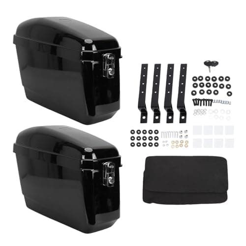 MENDUNER 45L Motorcycle Side Case with Mounting Kit, Lockable ABS Hard Saddlebags, Universal Motorcycle Panniers Side Bags for Cruiser Touring Luggage Storage, Glossy Black — view 2