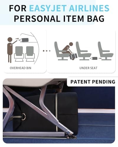 WANDF 45x36x20 Cabin Bag for EasyJet Airlines Underseat Carry on Hand Luggage with Shoe Compartment, Wet Pocket & TSA Approved Quart Size Bag, Travel Duffel Holdall for Women and Men (Black) — view 2