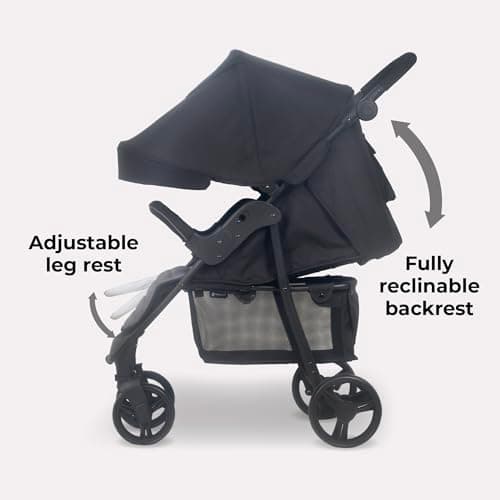 My Babiie MB30 Pushchair – from Birth to 4 Years (22kg), Easy Compact Fold, Large Shopping Basket, Adjustable Handle, Stroller Includes Cup Holder, Rain Cover – Black & Grey — view 4