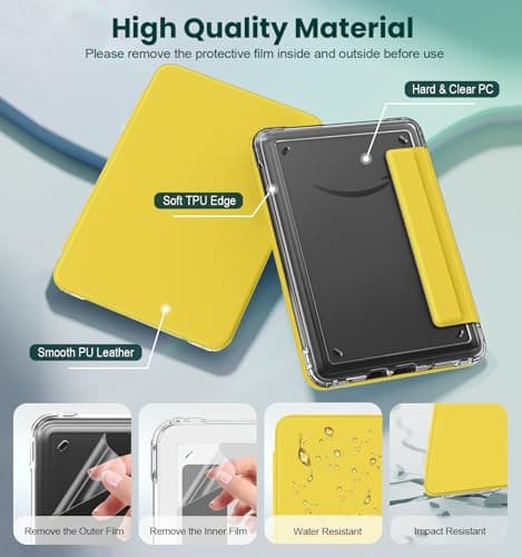 MoKo Detachable Magnetic Case for 6" Kindle 11th 2024/2022,Yellow — view 6