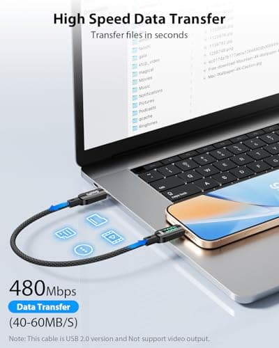SOOPII 4-Pack 100W Short USB C to USB C Cable with LED Display, 0.7Ft PD Fast Charging Nylon Braided Cord, Compatible with Phone,Tablet,Laptop,Ideal for Charging Station and Power Bank(Black) — view 5