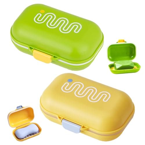 2PCS Travel Soap Case,Travel Soap Leakproof,Soaps Holder,Waterproof and Moisture-proof,Portable Soa-p Box,Flip Top Soa-p Holder,for Bathroom,Gym,Shower,Travelling(Yellow、Green）