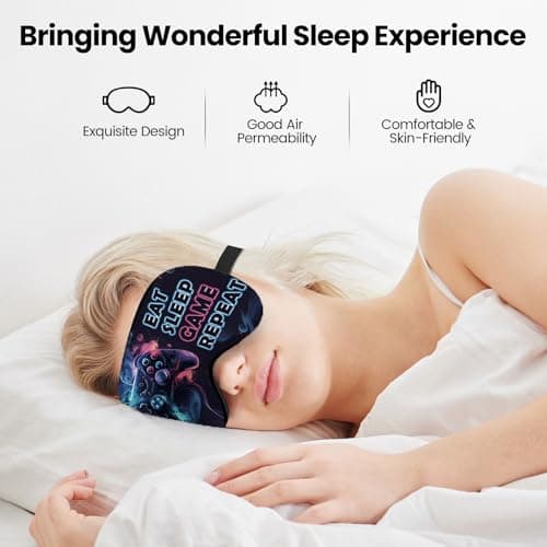 TeTupGa 2 Pack Sleeping Eye Mask, Guys Blackout Sleeping Mask for Kids Adult Children's Travel Eye Mask Eye Cover Blindfold for Game — view 3