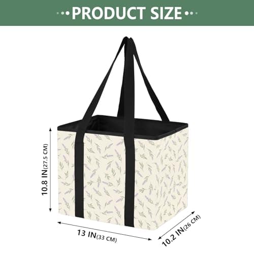 Grckit Car Trunk Organizer Lavender Pattern Heavy Duty Collapsible Storage Tote Bag with Reinforced Handles for Shopping Travel Picnic — view 2