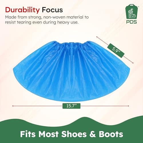 PDS Shoe Cover |200Pcs/100 Pairs| Extra Large Measuring 41x15cm | Blue Single Use Shoe Covers Disposable | Durable Disposable Shoe Covers | Boot Cover, Shoe Protector — view 3